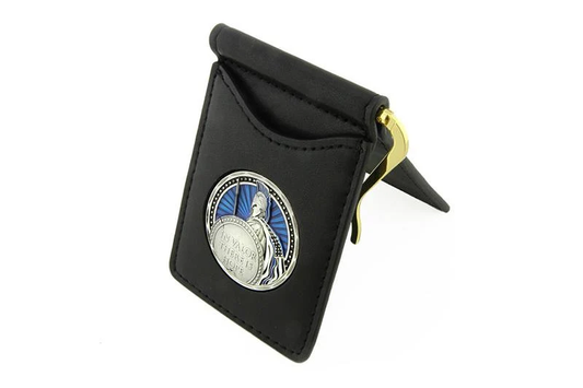 Thin Blue Line Spartan Challenge Coin In Valor There Is Hope Premium Leather Money Clip