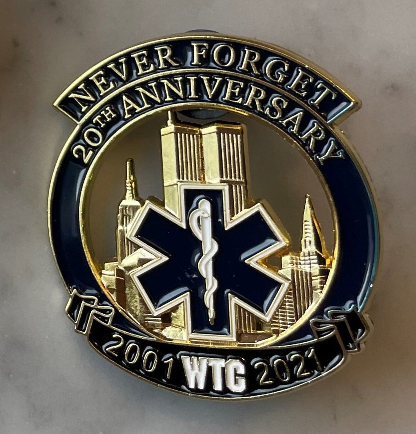 EMS Star of Life Never Forget 9-11-01 20th Anniversary Pin