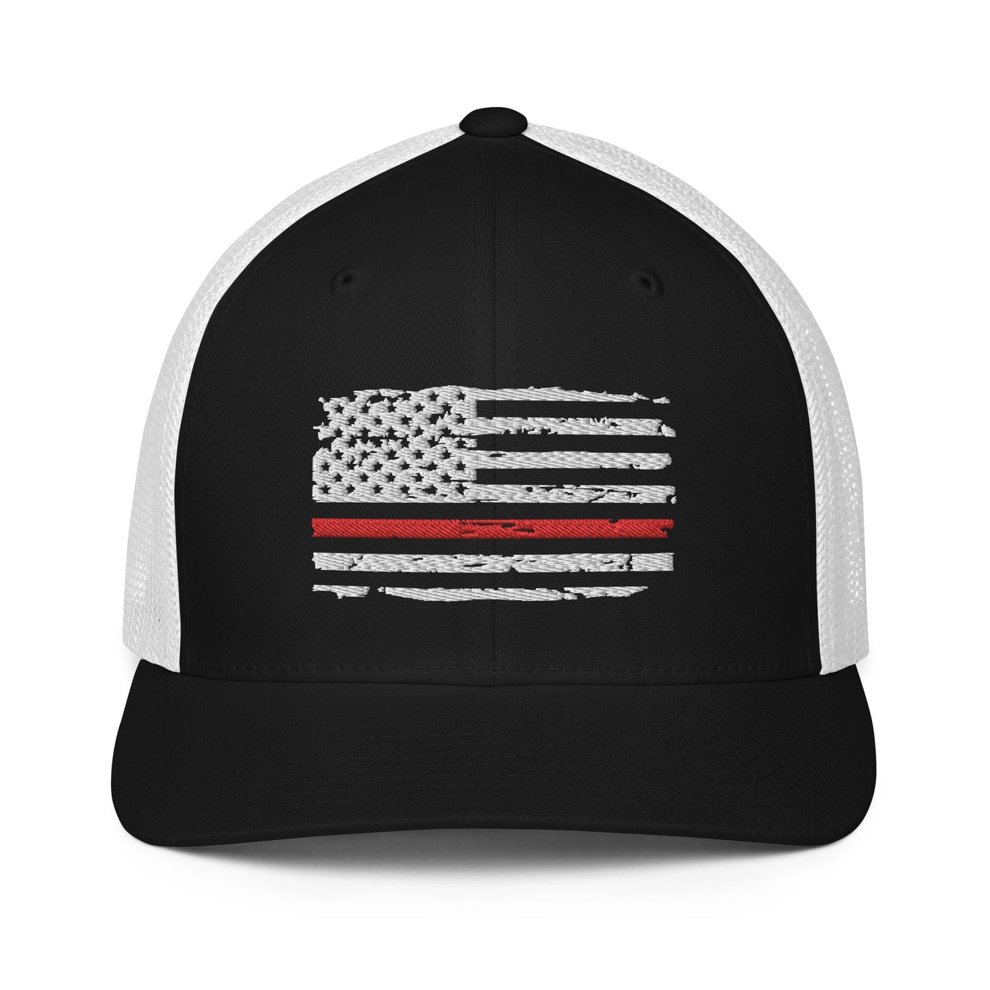 Thin Red Line USA Flag Mesh Back Trucker Cap | Flexfit 6511