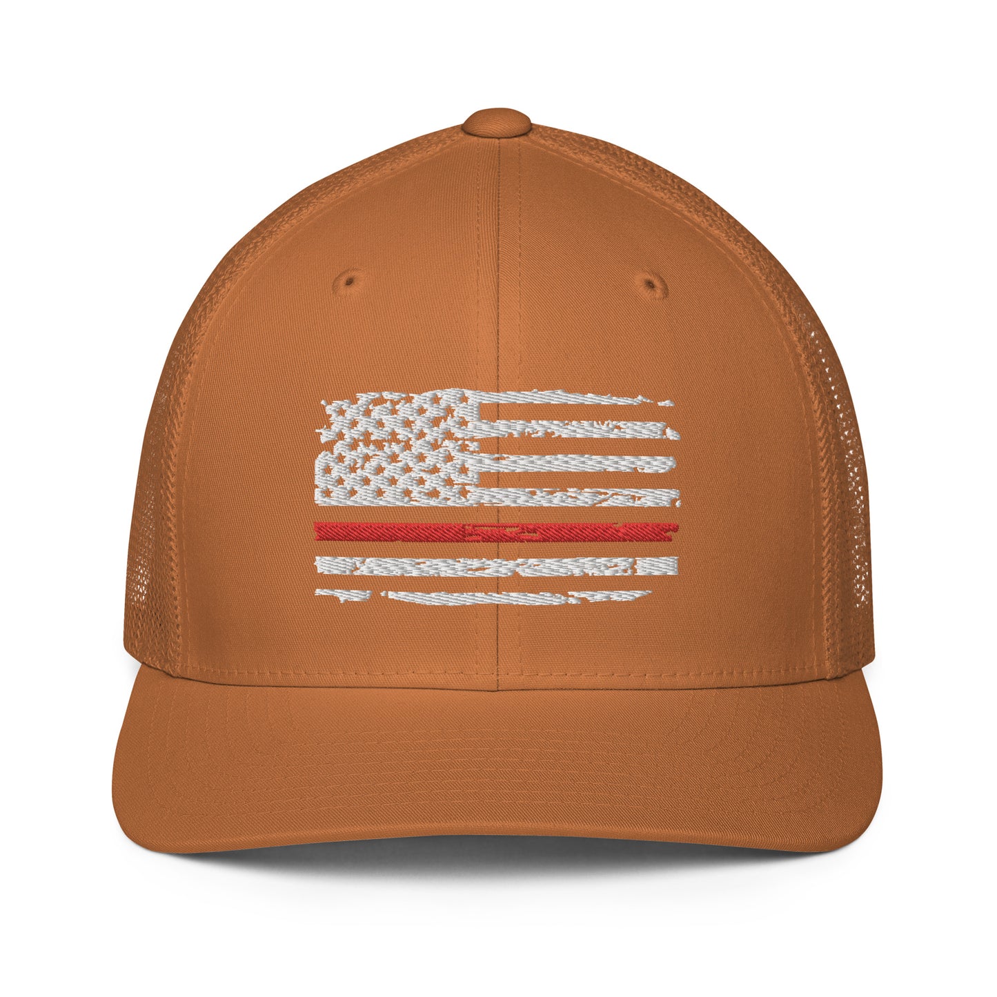 Thin Red Line USA Flag Mesh Back Trucker Cap | Flexfit 6511