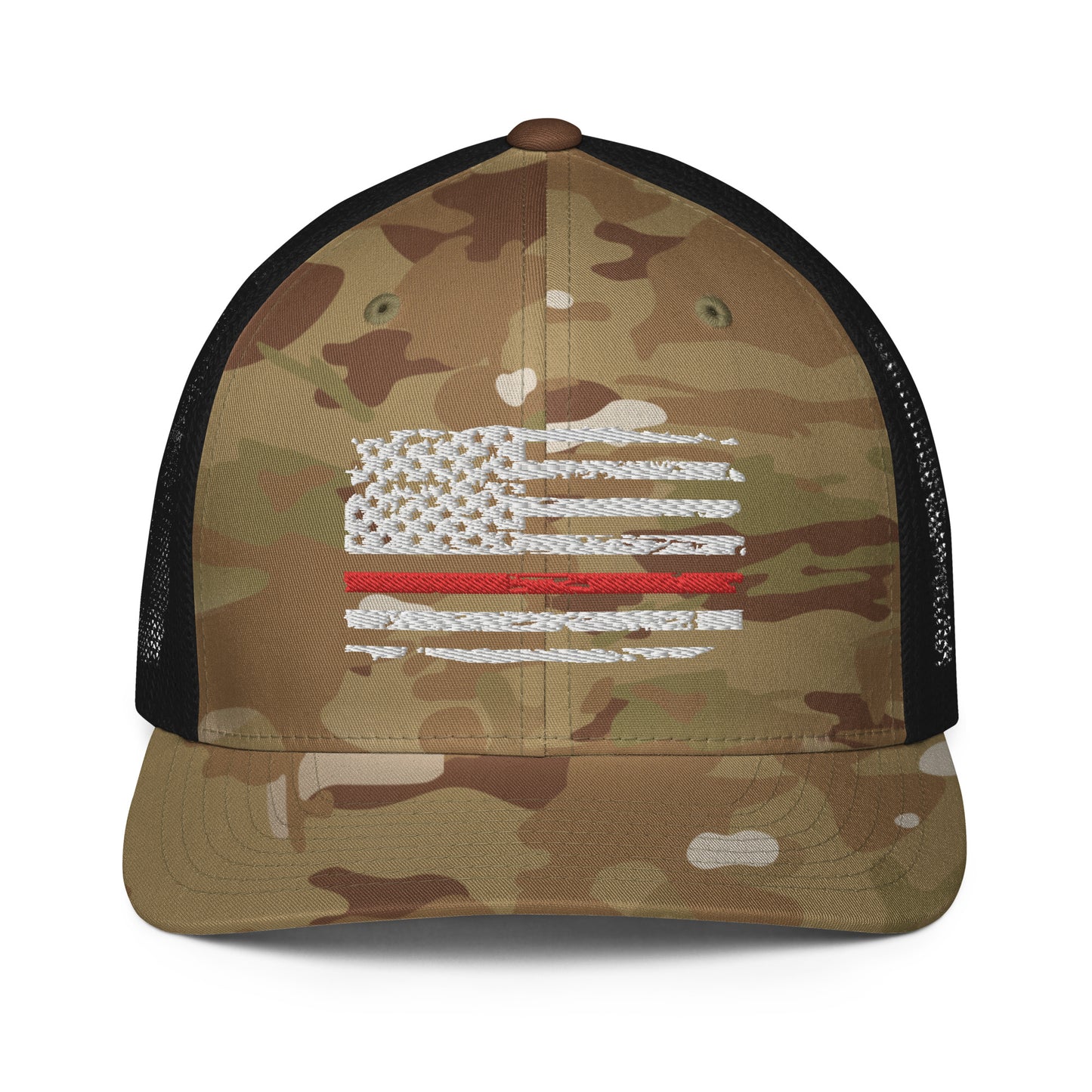 Thin Red Line USA Flag Mesh Back Trucker Cap | Flexfit 6511