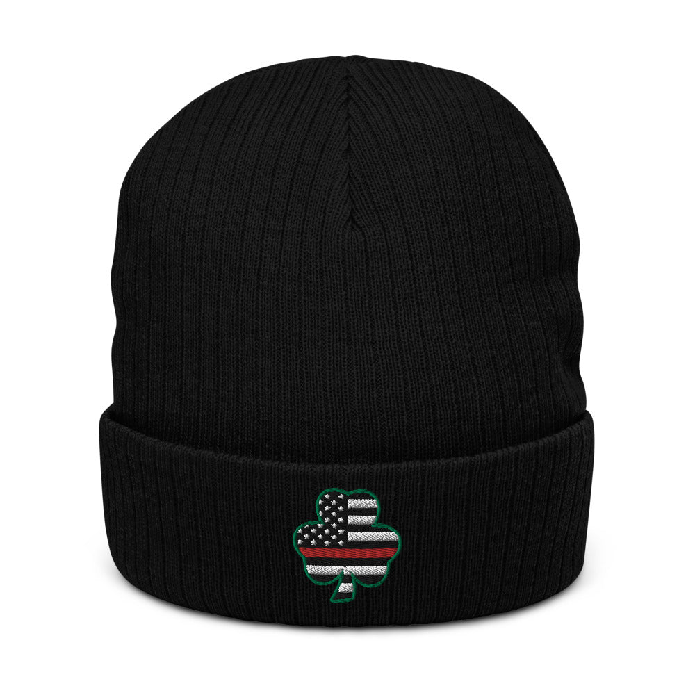 Red Line Irish Shamrock Recycled Cuffed Beanie