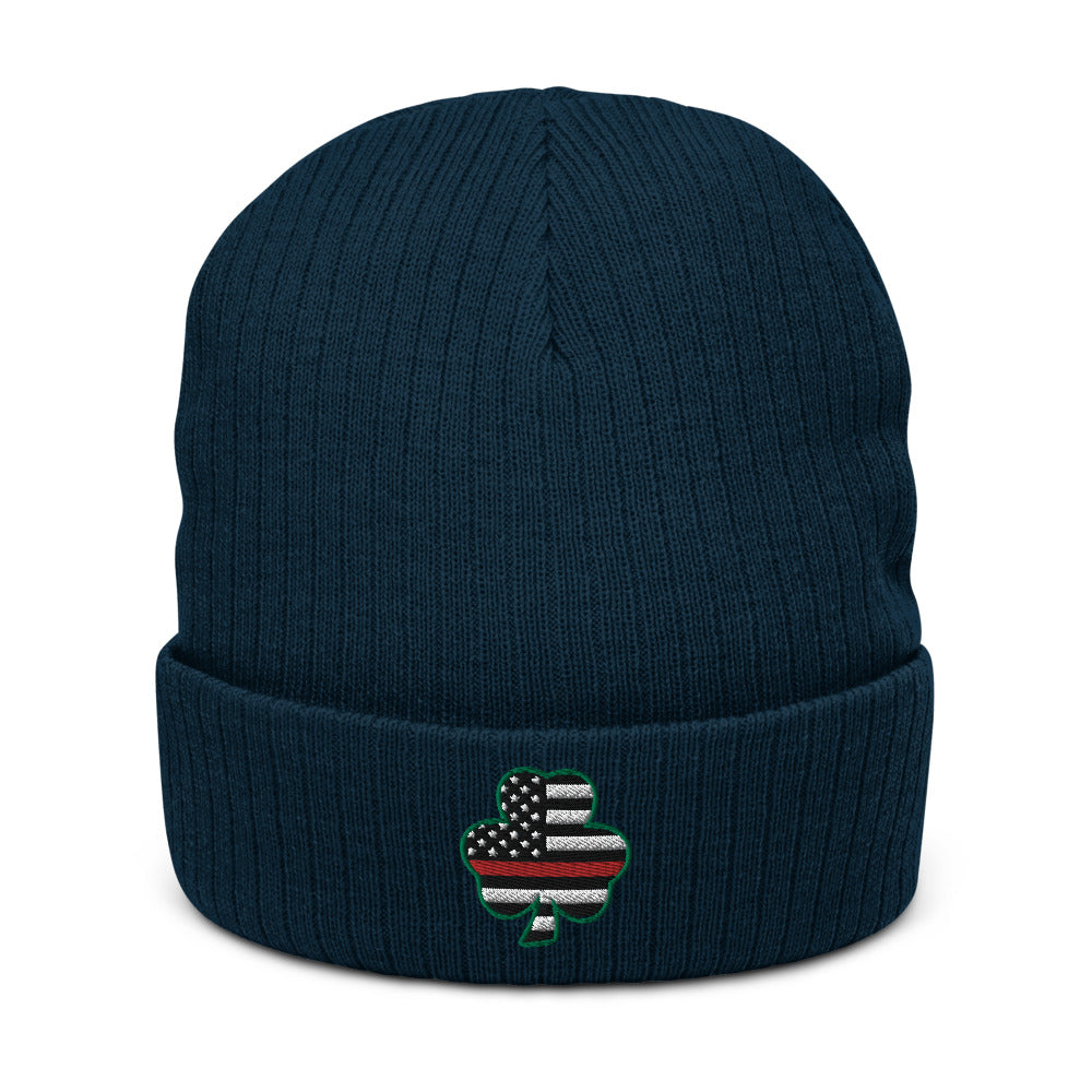 Red Line Irish Shamrock Recycled Cuffed Beanie