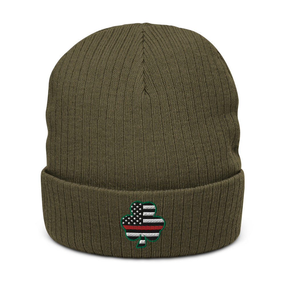 Red Line Irish Shamrock Recycled Cuffed Beanie