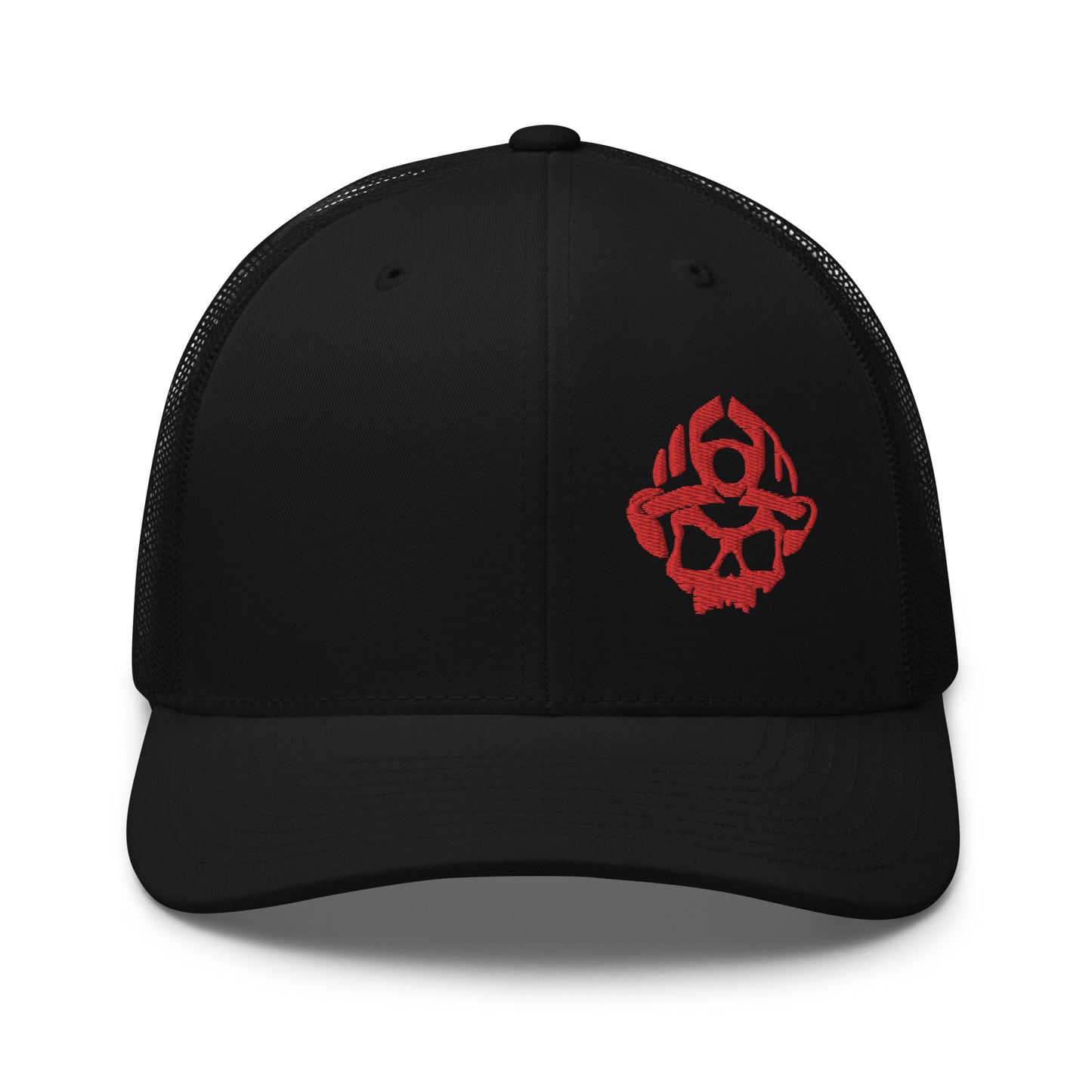 Gorra de camionero bordada en 3D con el logotipo de Red Skull