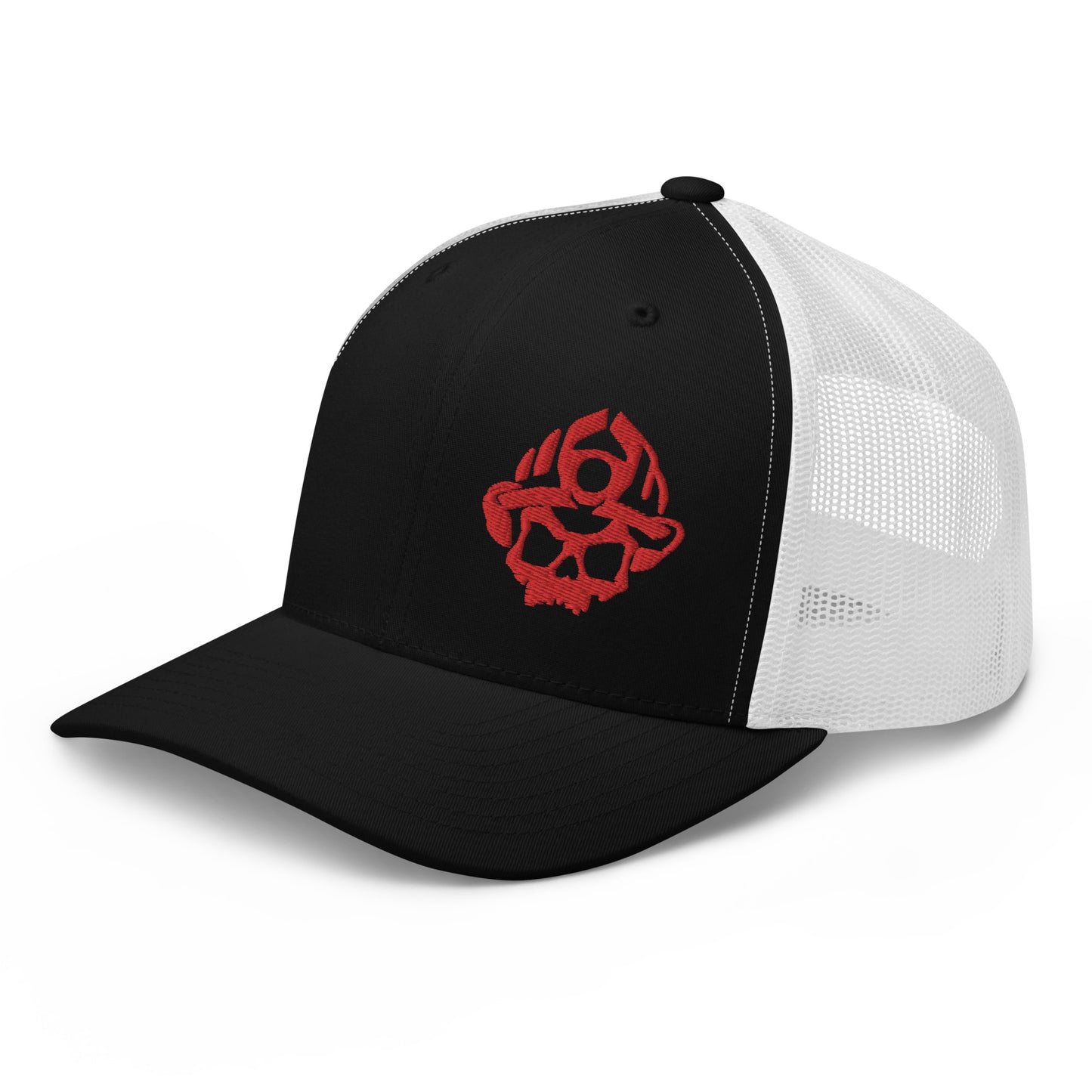 Gorra de camionero bordada en 3D con el logotipo de Red Skull