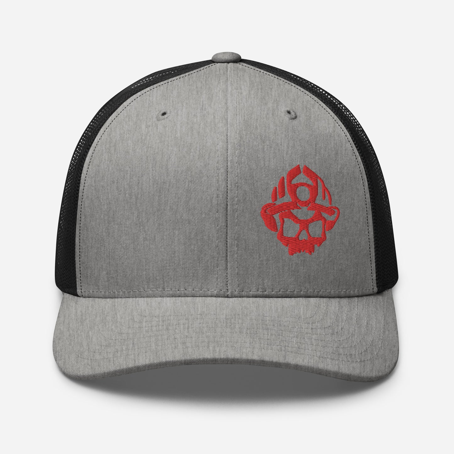 Gorra de camionero bordada en 3D con el logotipo de Red Skull
