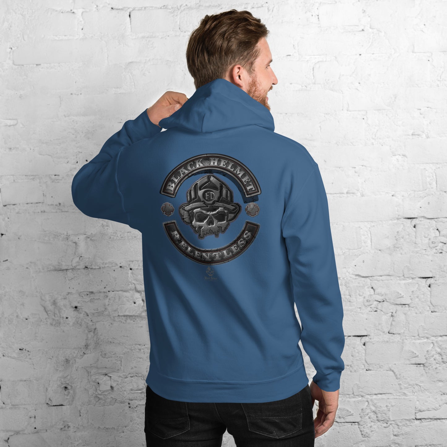 Sudadera con capucha Gildan con el logotipo de la calavera del motociclista implacable