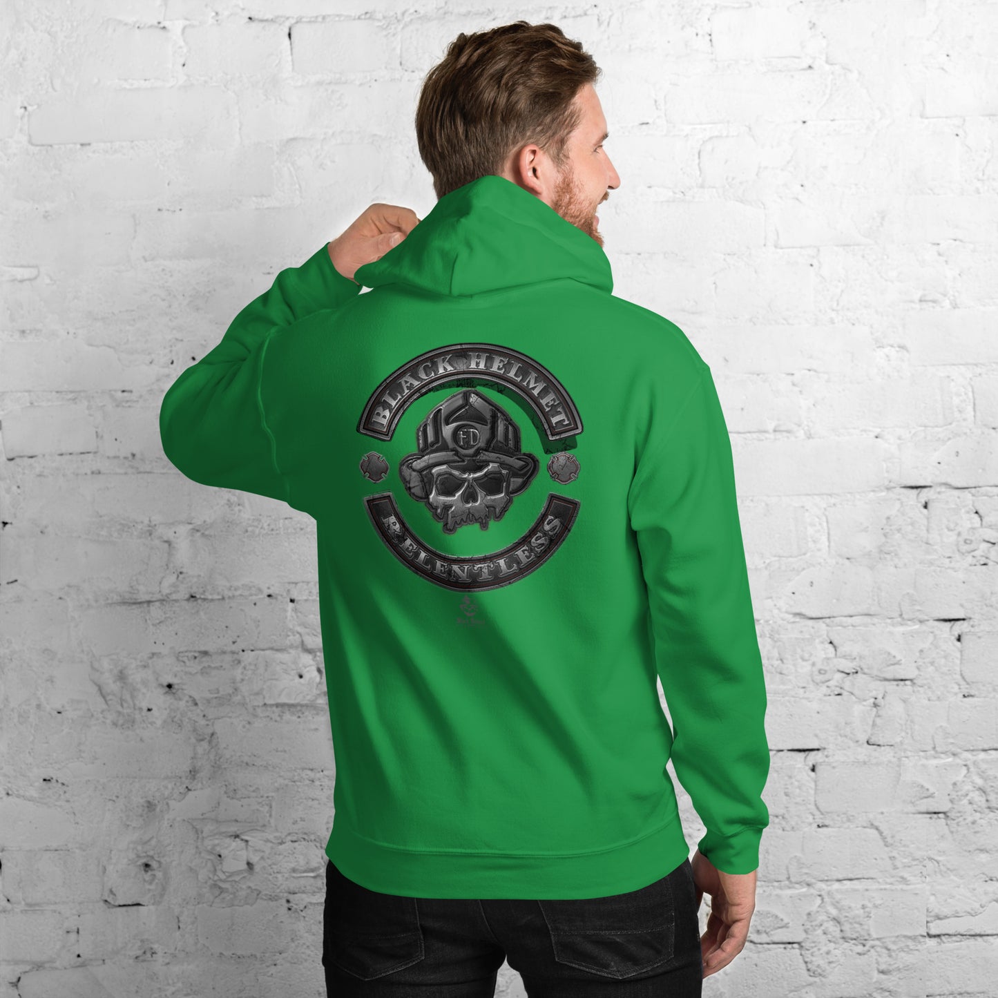 Sudadera con capucha Gildan con el logotipo de la calavera del motociclista implacable