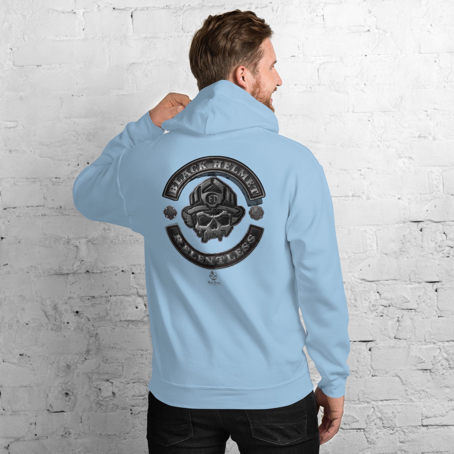 Sudadera con capucha Gildan con el logotipo de la calavera del motociclista implacable