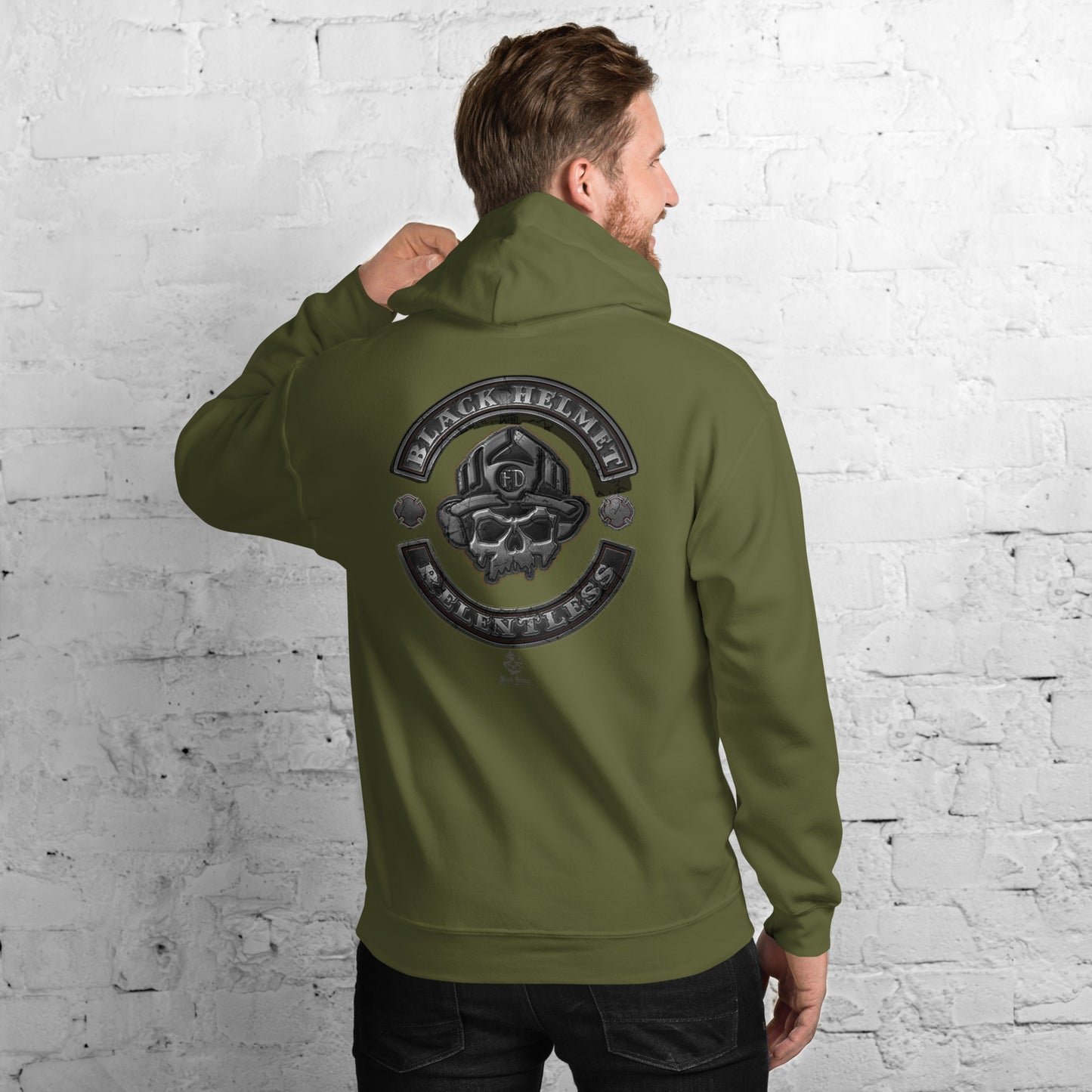 Sudadera con capucha Gildan con el logotipo de la calavera del motociclista implacable