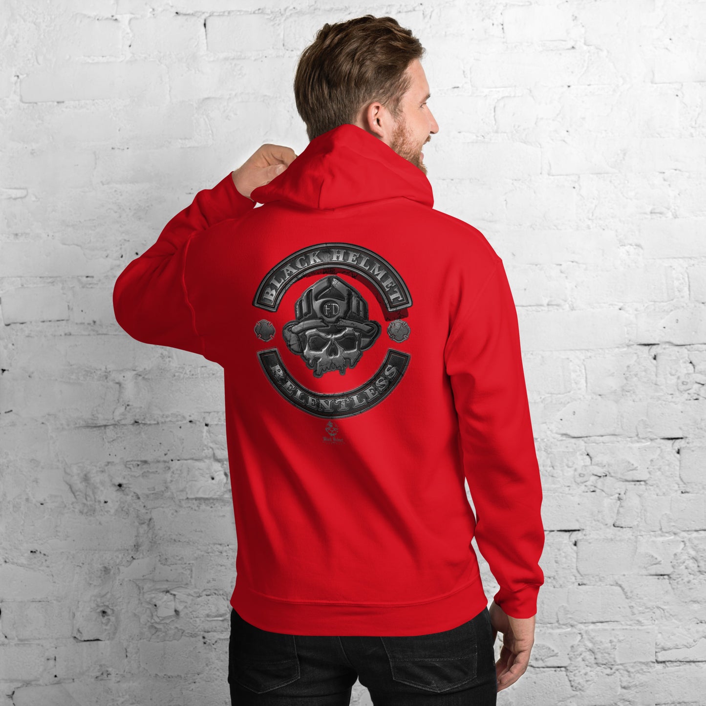 Relentless Biker Skull Logo Gildan Hoodie