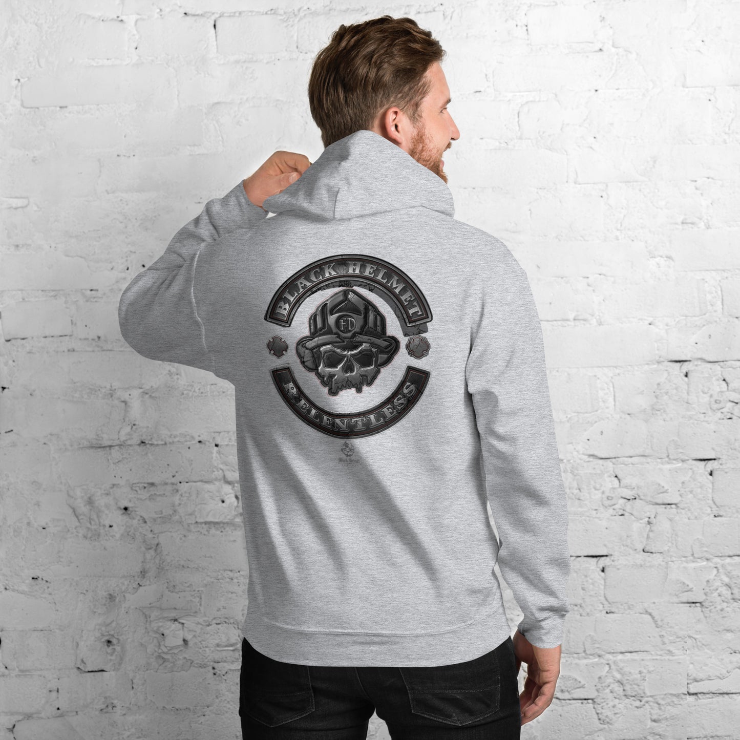 Sudadera con capucha Gildan con el logotipo de la calavera del motociclista implacable
