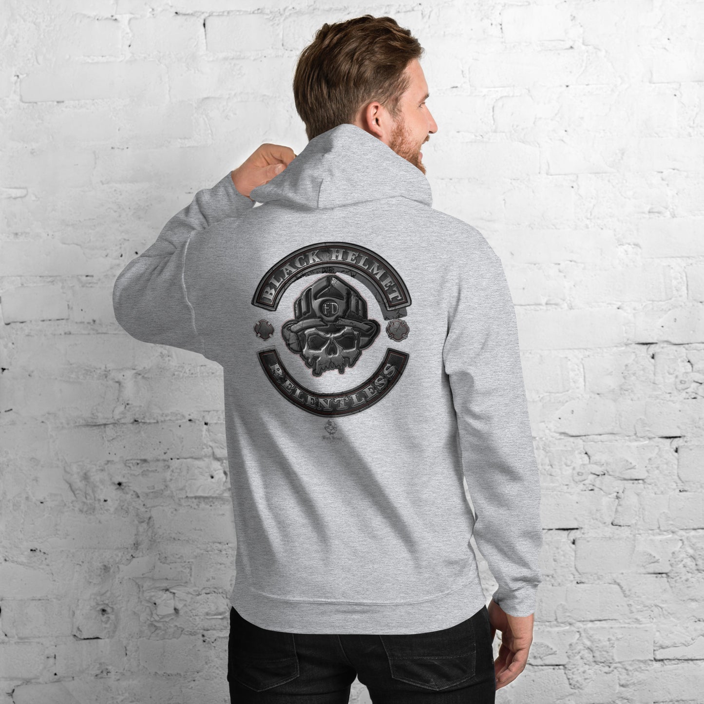 Relentless Biker Skull Logo Gildan Hoodie