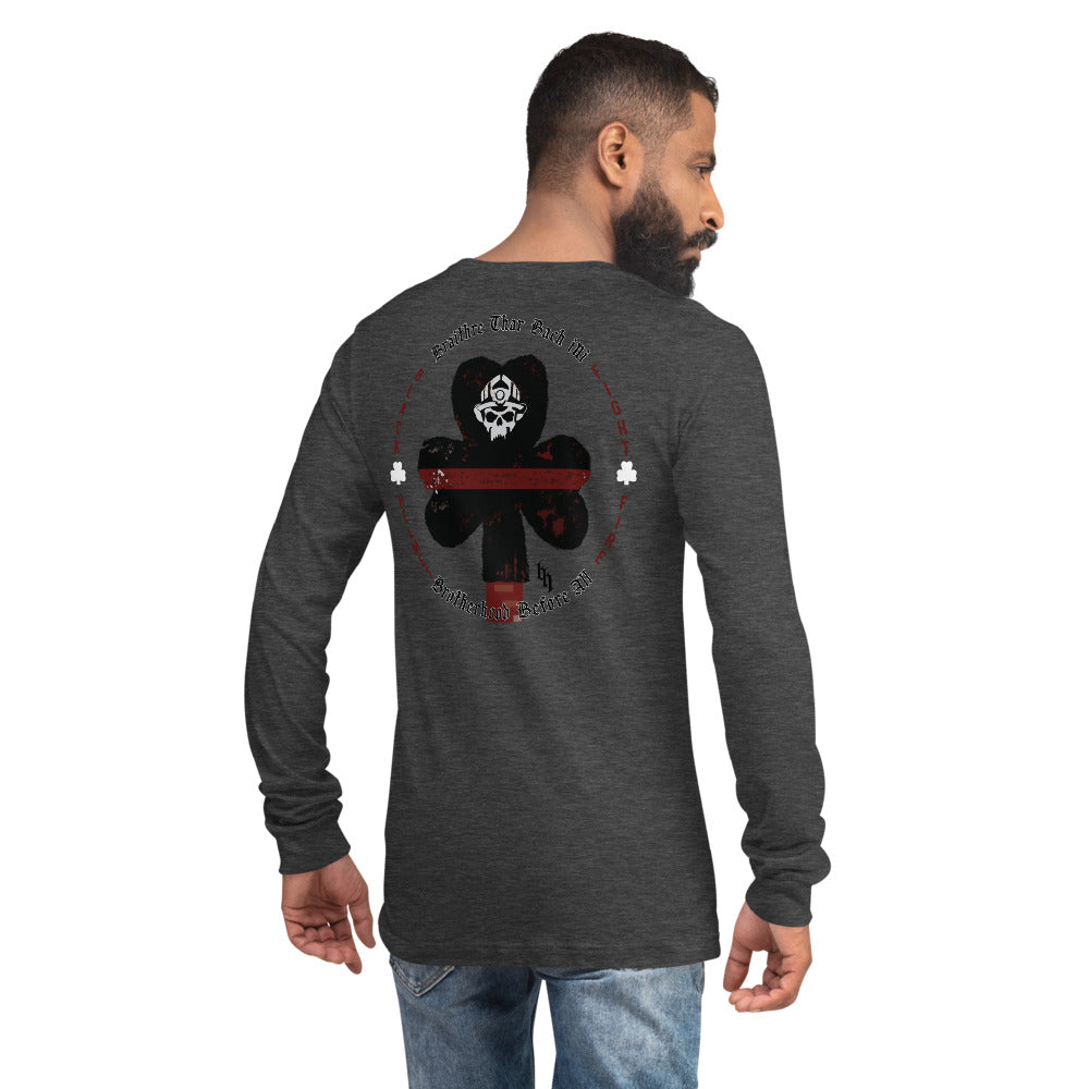 Brotherhood Before All Irish Shamrock Premium Bella Canvas Unisex Long Sleeve Tee