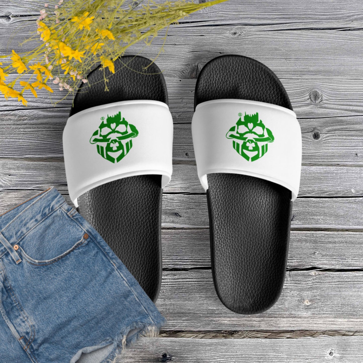 Lucky Irish Skull Logo Women's Slides