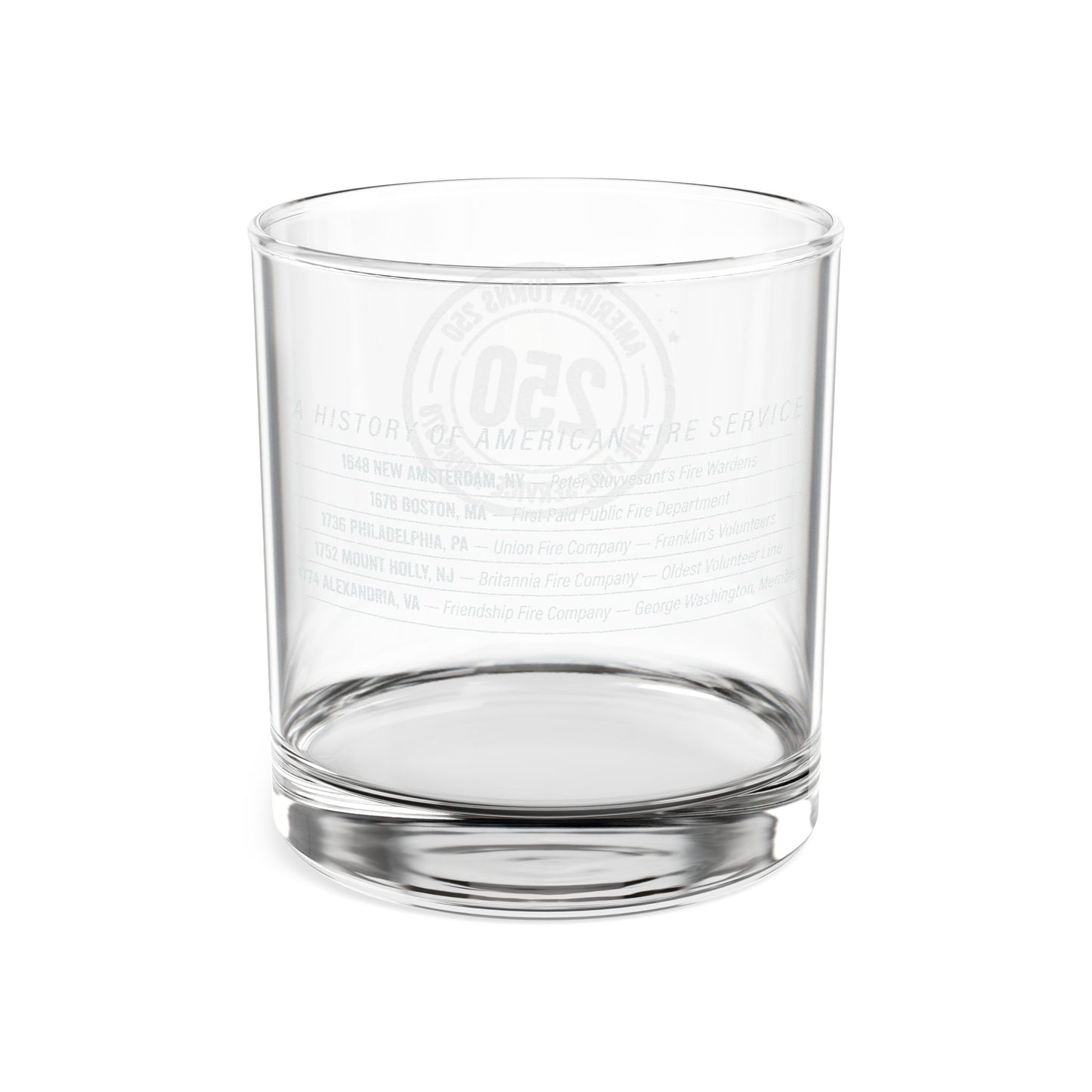 History of the American Fire Service Engraved Rocks Glass (10oz)