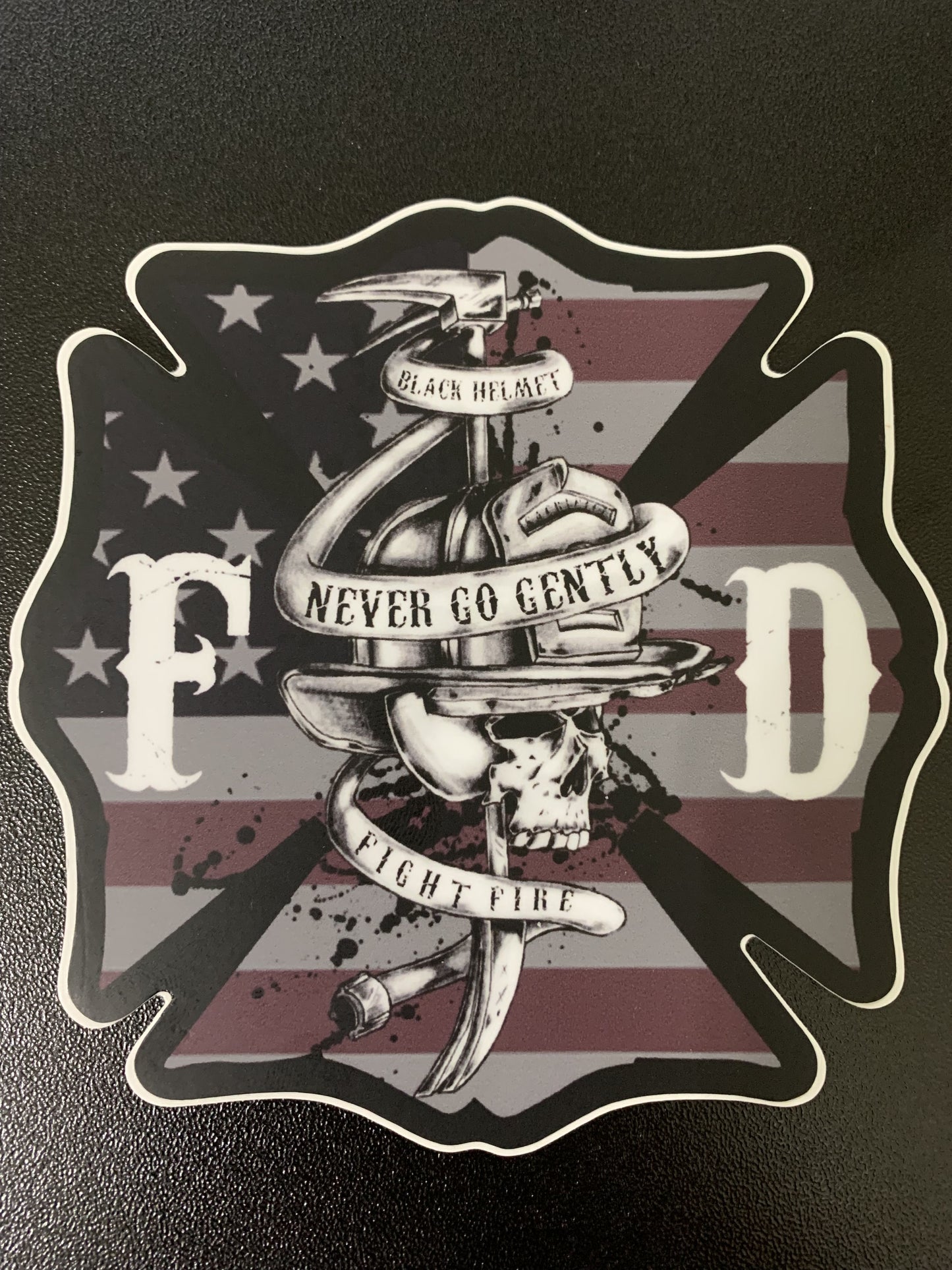 Black Helmet Never Go Gently Firefighter Helmet Decal