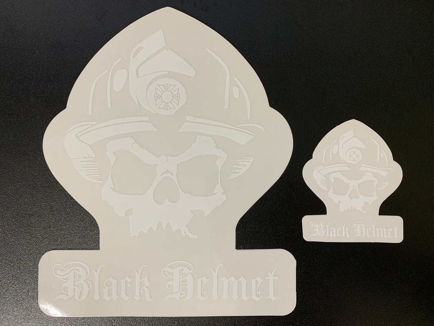 Black Helmet | Skull Logo Vinyl White Transfer Decal