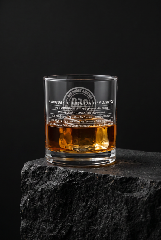 History of the American Fire Service Engraved Rocks Glass (10oz)