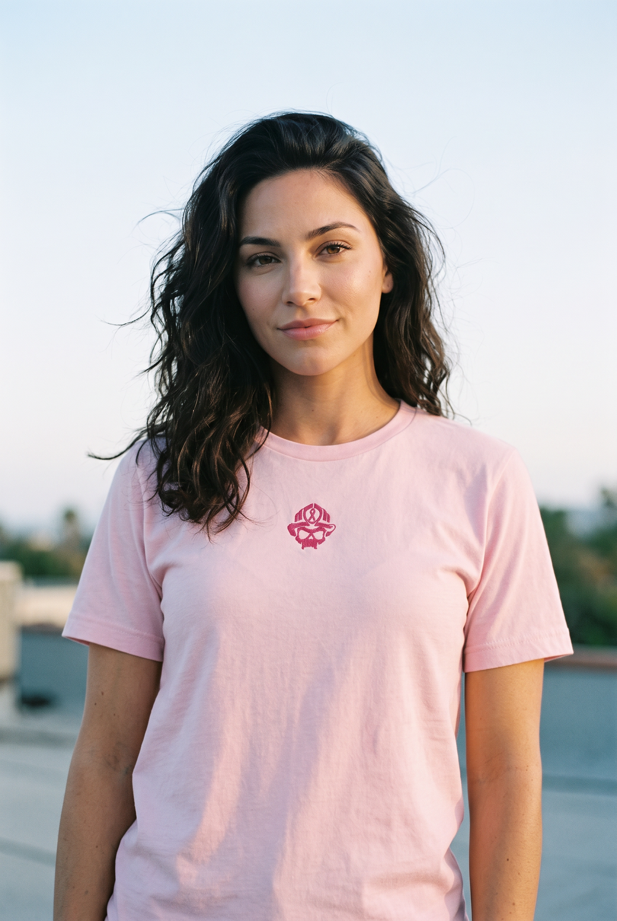 Breast Cancer Awareness Skull Embroidered Premium Tee