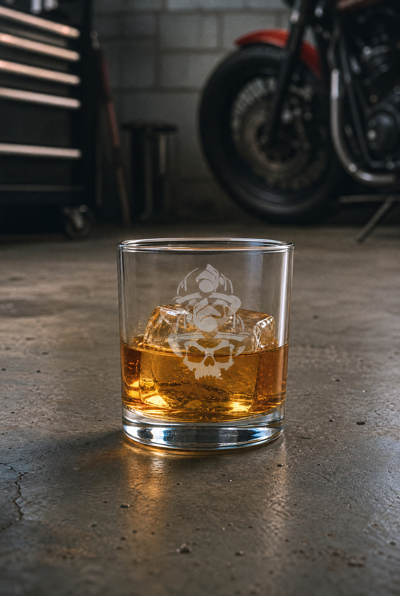 Engraved Skull Logo Rocks Glass (10oz)