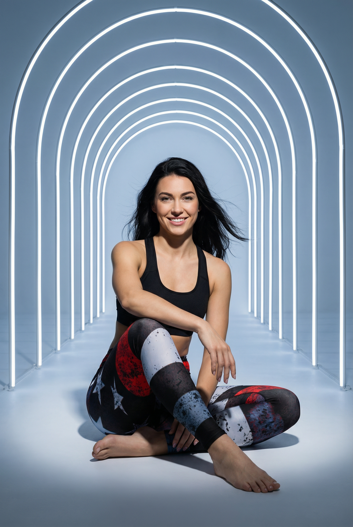 Leggings de yoga de línea roja fina con bolsillo interior