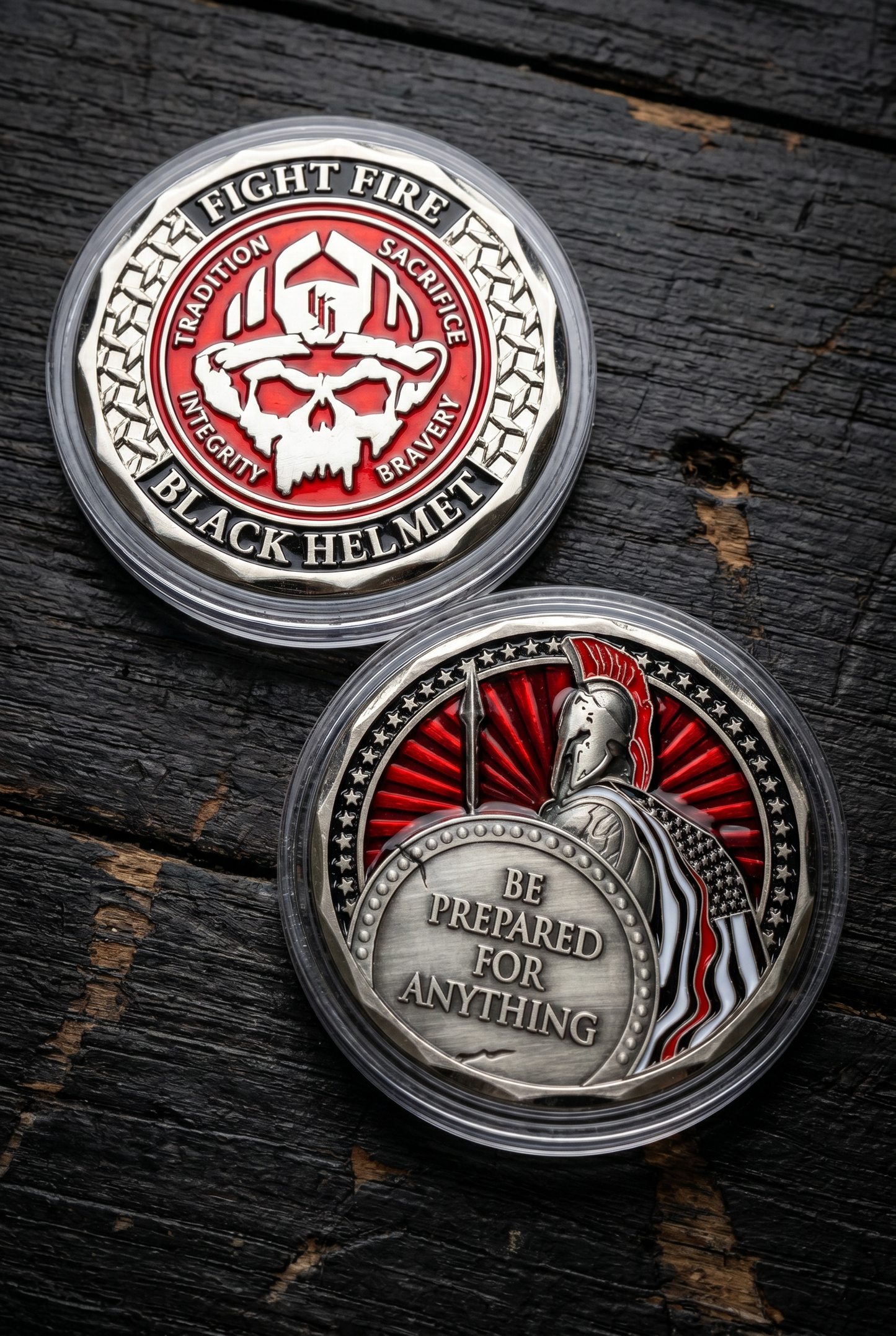 Be Prepared For Anything Spartan Fight Fire Challenge Coin