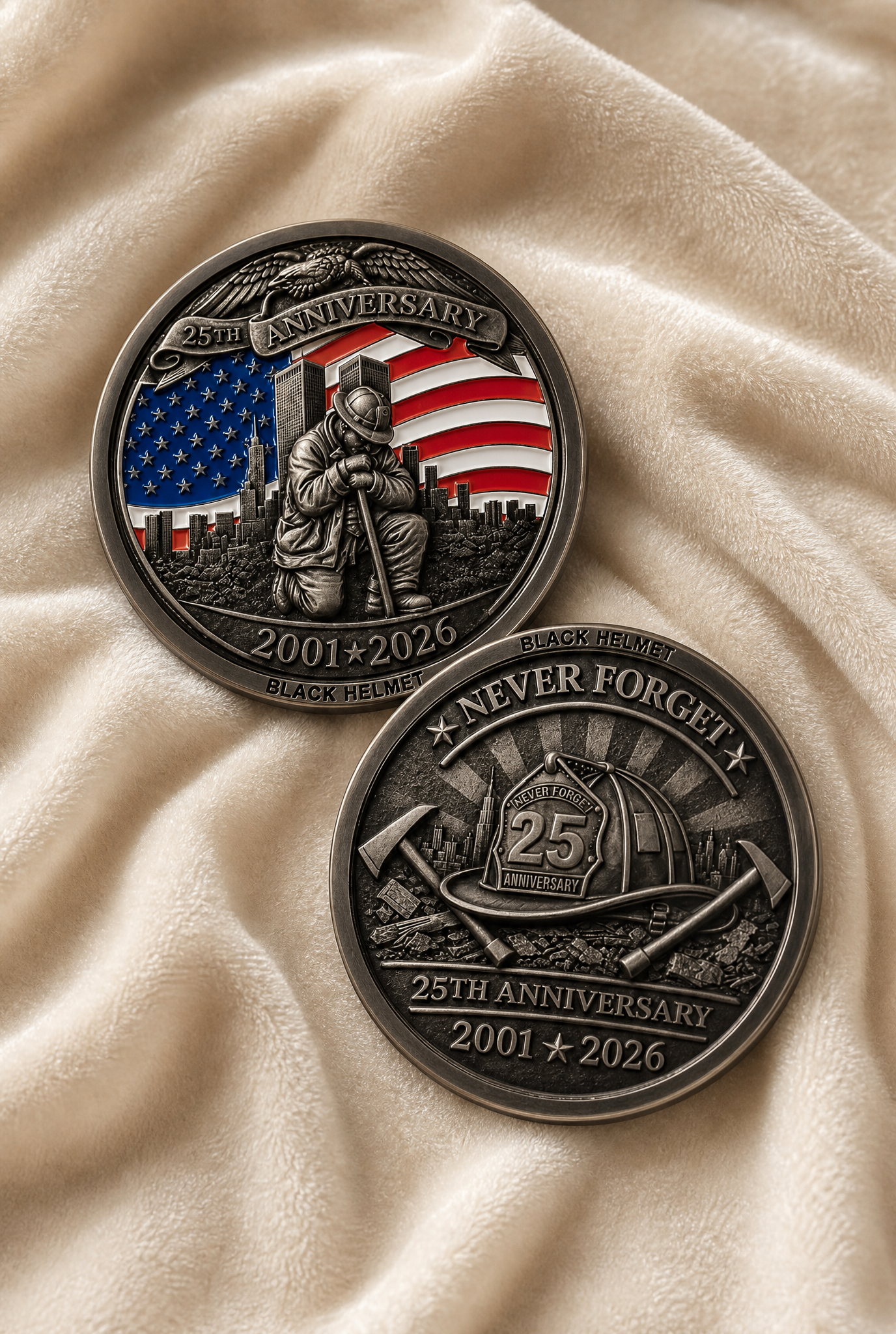 PREORDER - Never Forget 25th Anniversary 9/11 Firefighter Challenge Coin