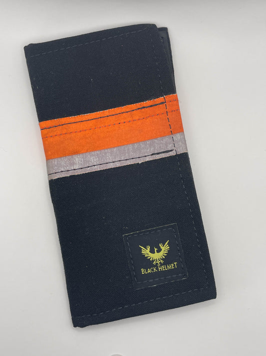 Black Helmet Wallet - Orange/Gray Stripe