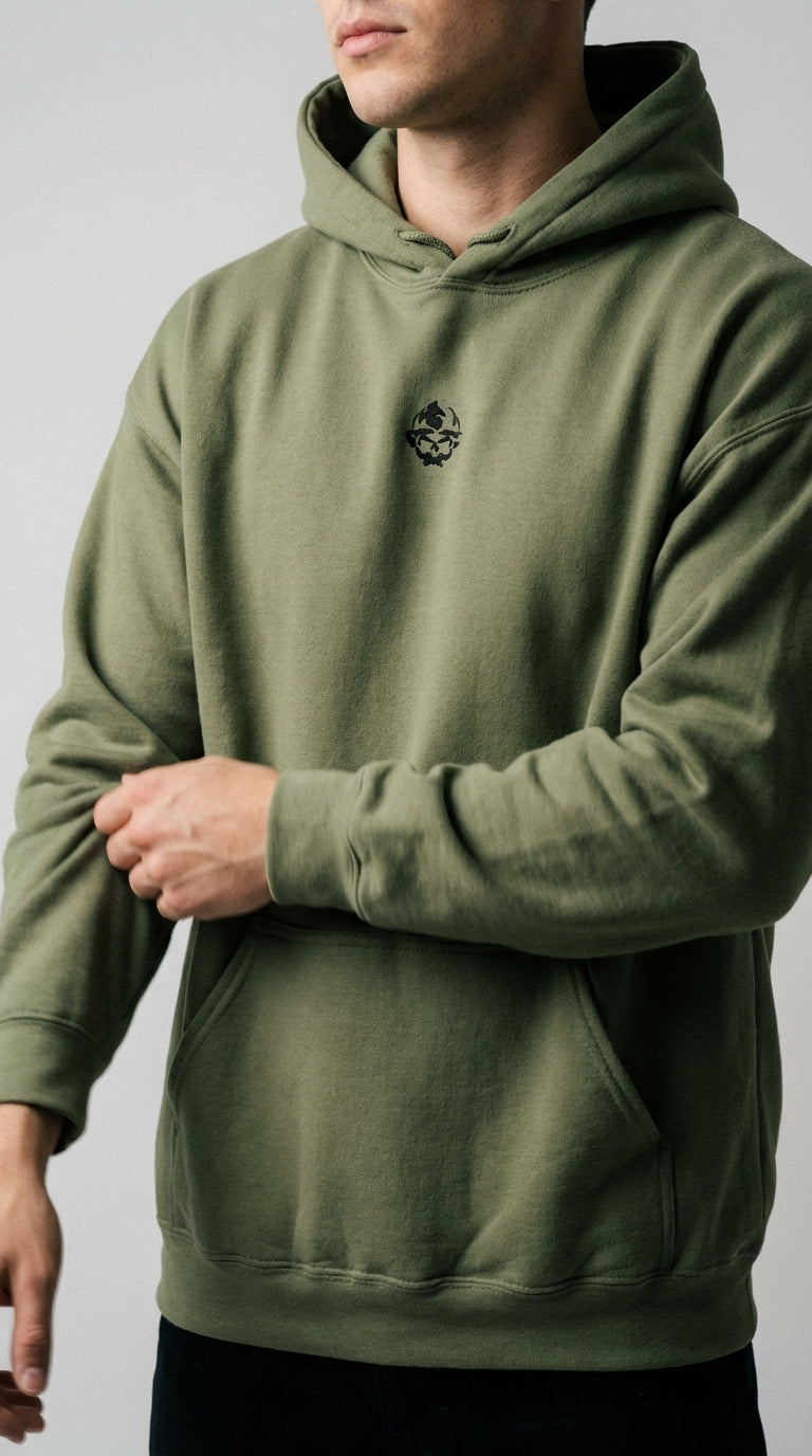 Embroidered Skull Logo Pullover Hoodie