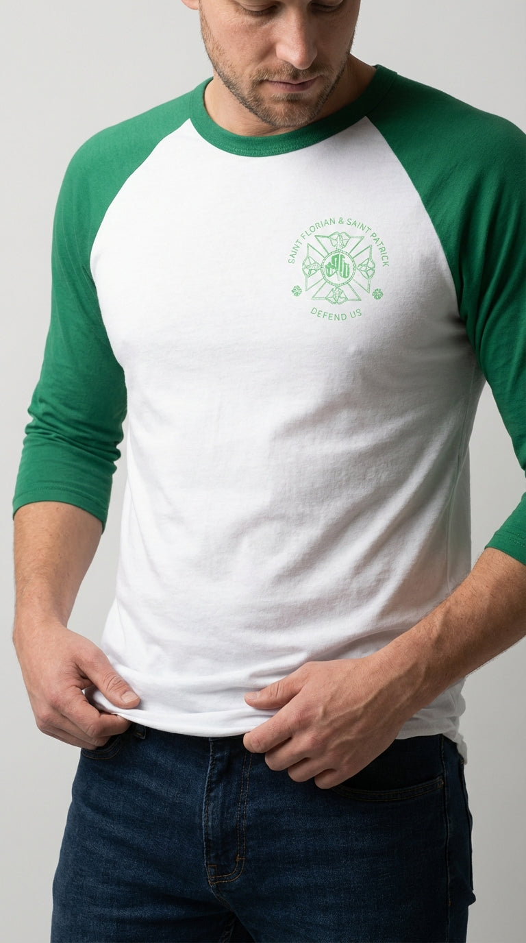 St. Florian Irish Protect Us Premium Long Sleeve Tee3/4 Sleeve Raglan Shirt