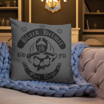 Black Helmet Fire Department Skull Logo Premium Pillow