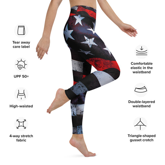 Thin Red Line Yoga Leggings With Inside Pocket