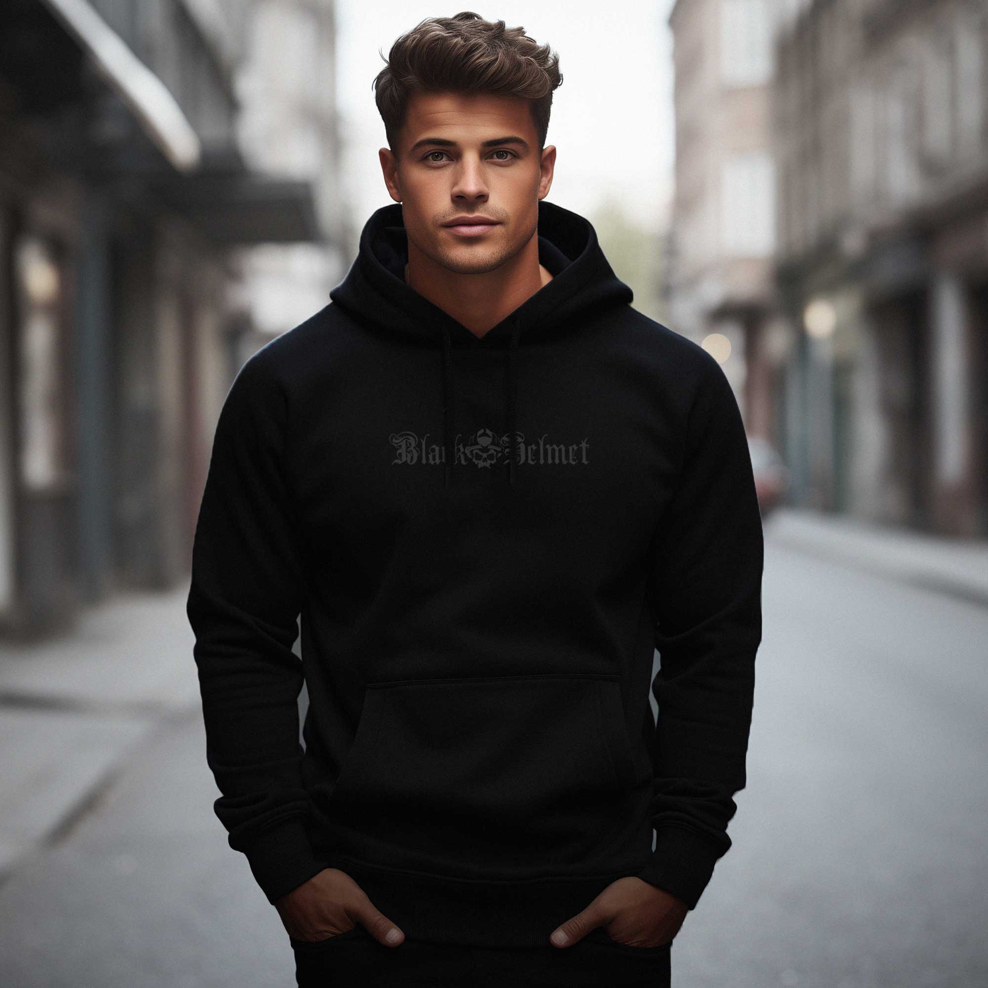 Black on black hoodie sale