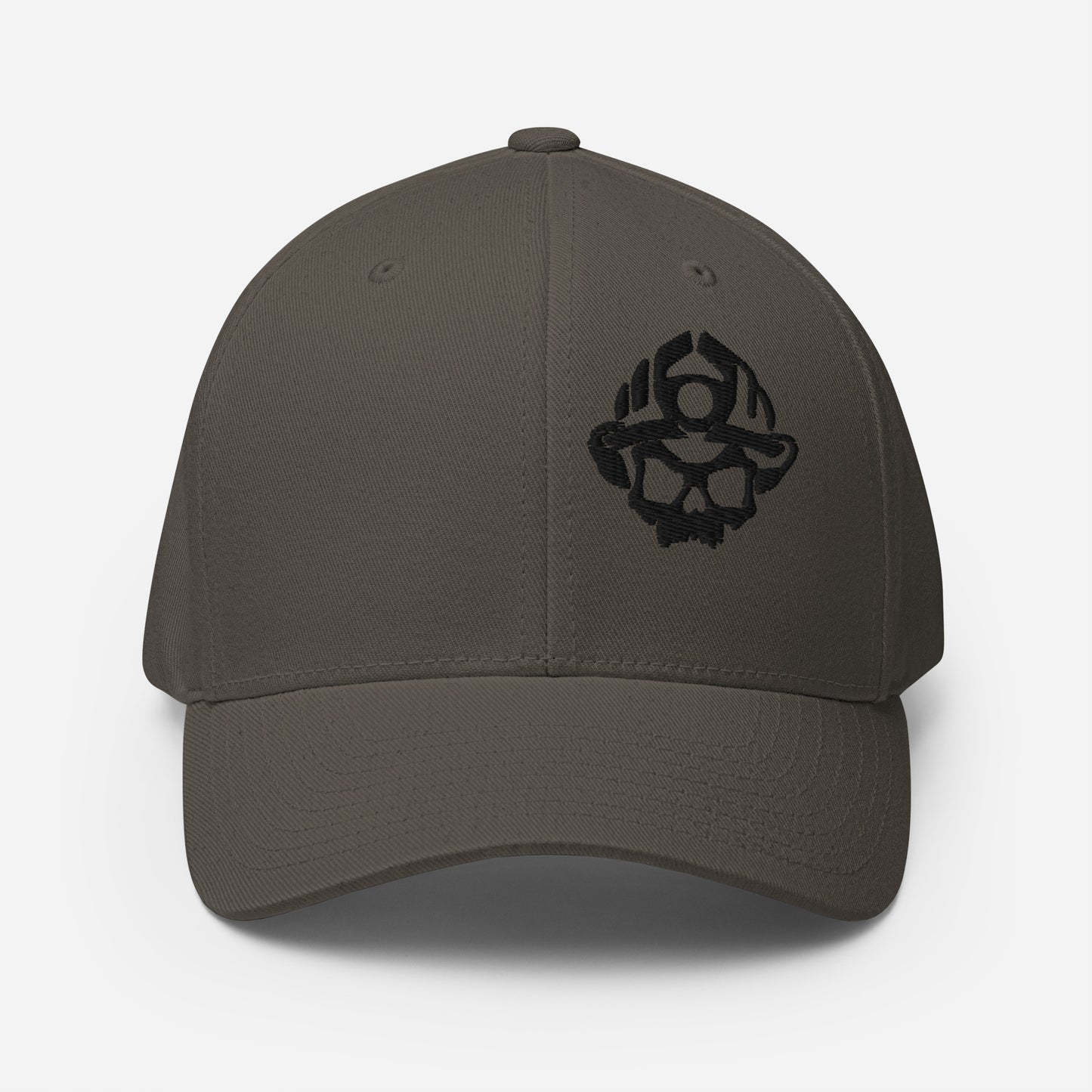 Black Embroidered 3D Puff Skull Logo Flexfit Hat