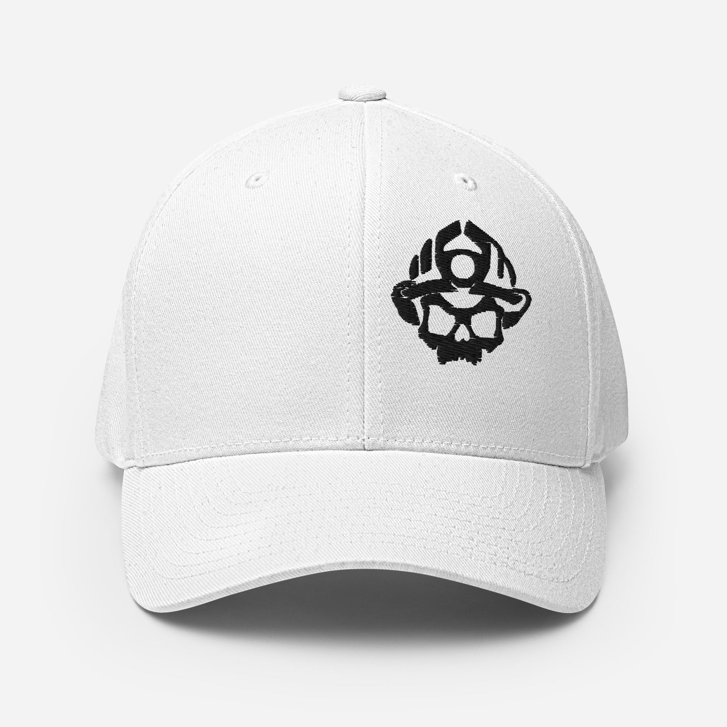 Black Embroidered 3D Puff Skull Logo Flexfit Hat