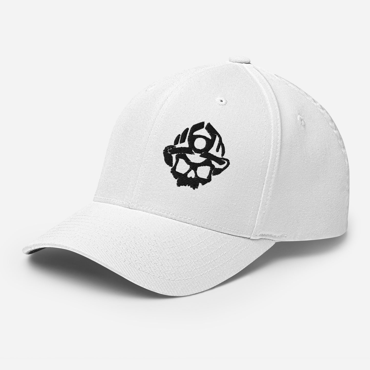 Black Embroidered 3D Puff Skull Logo Flexfit Hat