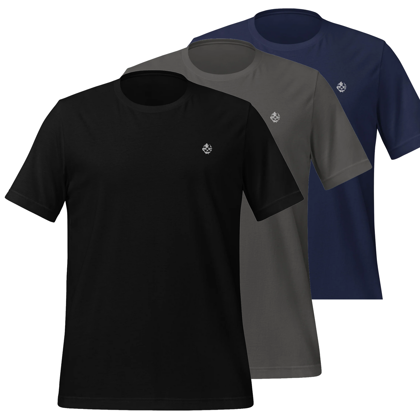 Embroidered Skull Premium Tee - Dark Bundle (3-Pack)