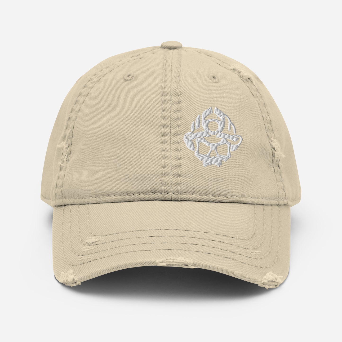 Gorra de sarga de algodón desgastada con logotipo de calavera y casco negro