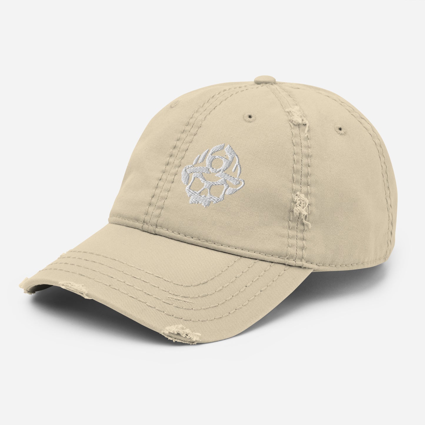 Gorra de sarga de algodón desgastada con logotipo de calavera y casco negro
