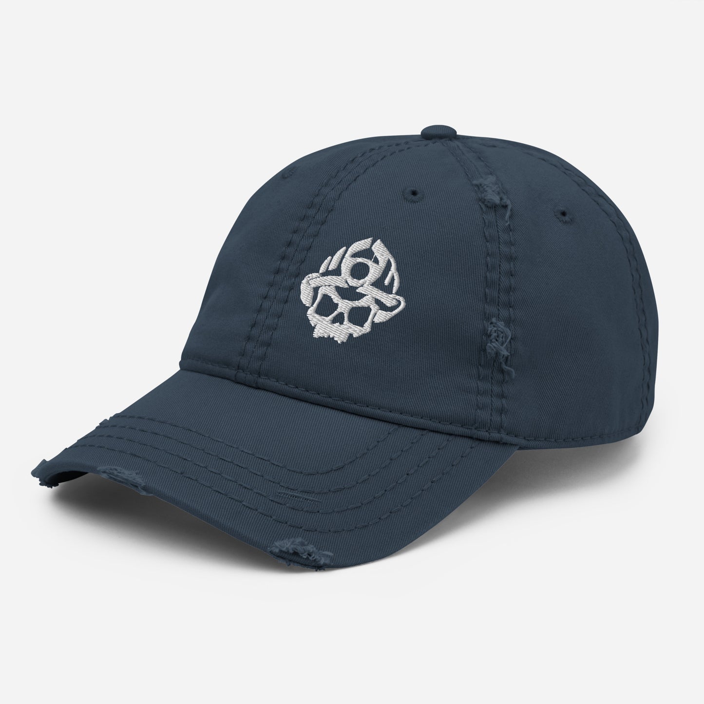 Gorra de sarga de algodón desgastada con logotipo de calavera y casco negro