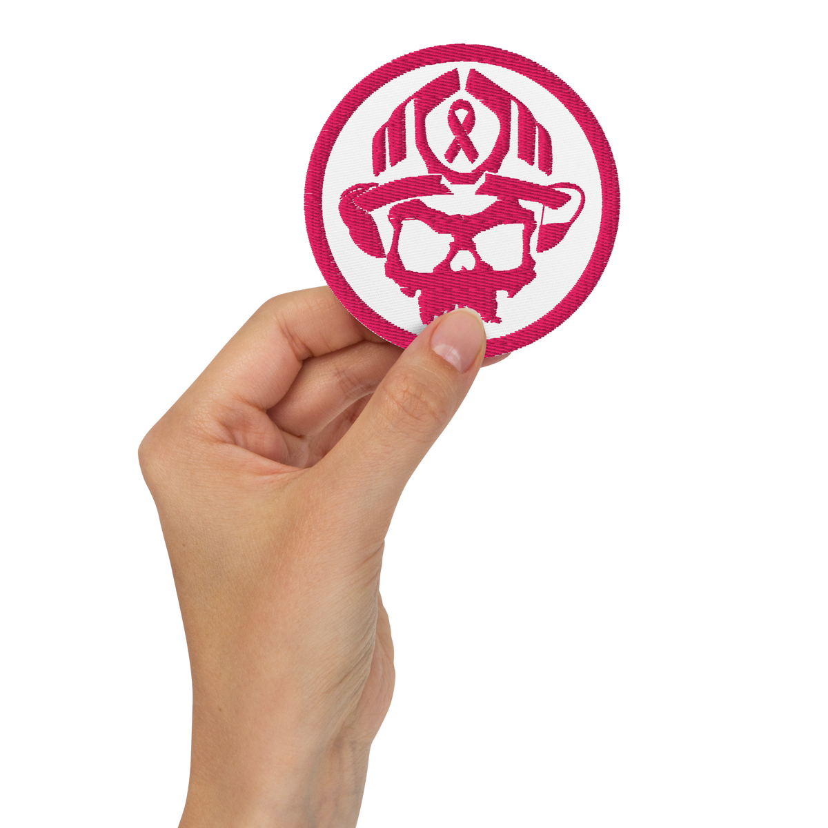 Embroidered Breast Cancer Awareness Skull Patch