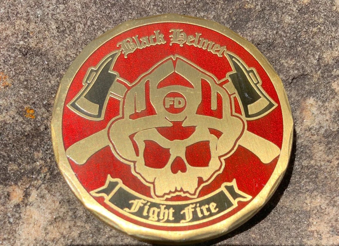 Fight Fire 4 Principles, Dedication, Tradition, Courage and Sacrifice Phoenix Firefighter Challenge Coin 1 3/4"