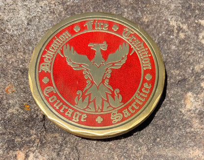 Fight Fire 4 Principles, Dedication, Tradition, Courage and Sacrifice Phoenix Firefighter Challenge Coin 1 3/4"