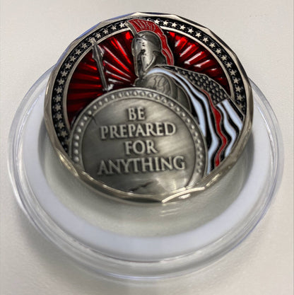 Be Prepared For Anything Spartan Fight Fire Challenge Coin