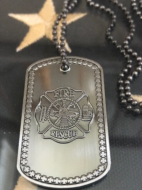 Firefighter's Prayer Fire Rescue Brushed Steel Dog Tag
