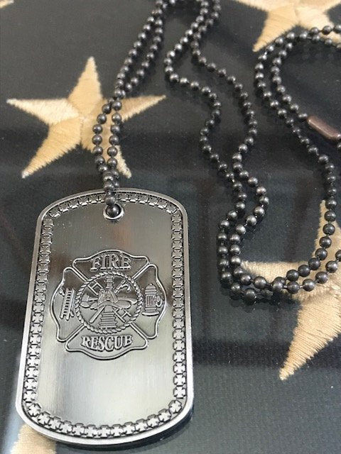 Firefighter's Prayer Fire Rescue Brushed Steel Dog Tag