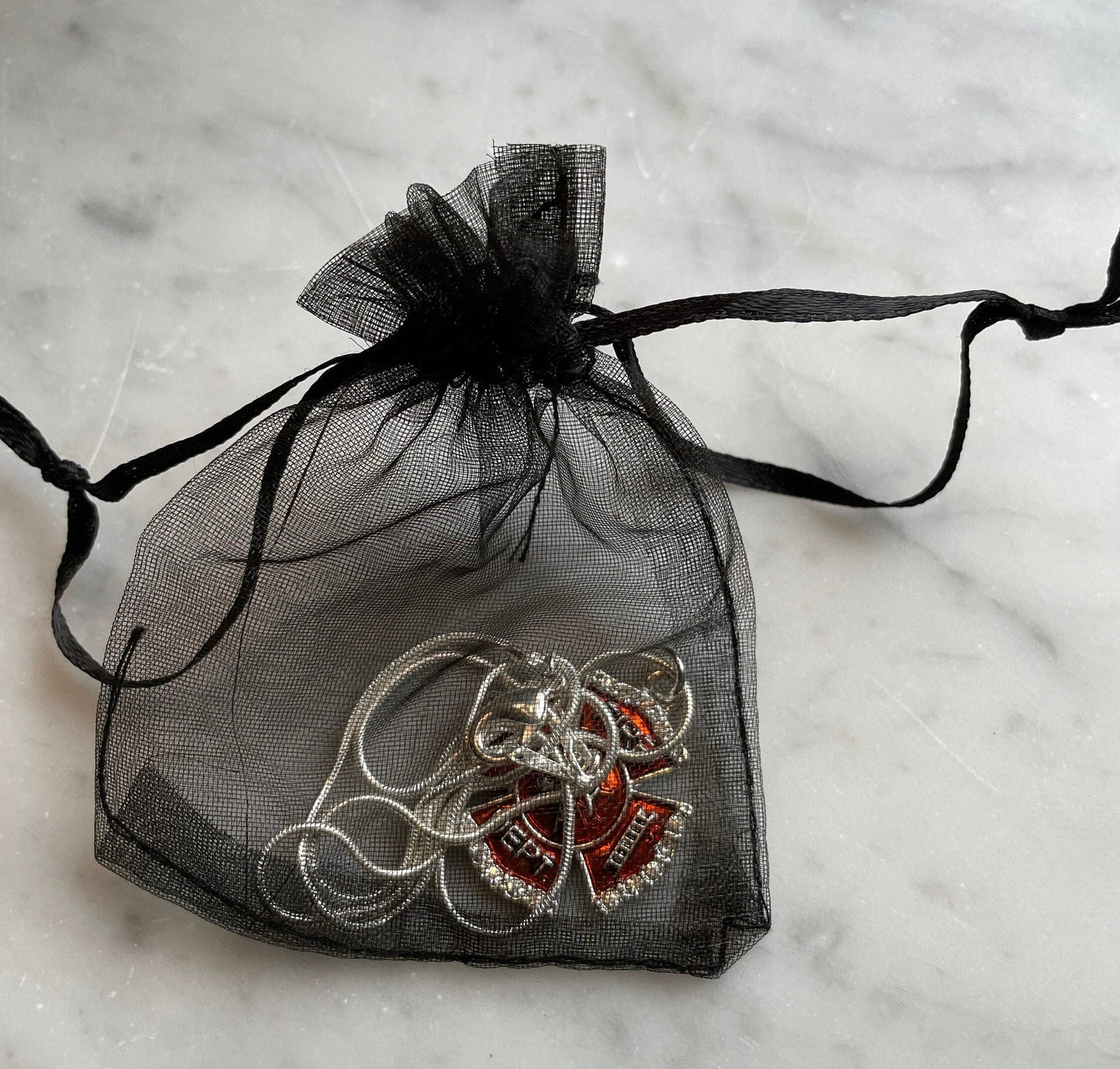 Fire Dept Shield Crystal Charm Pendant Necklace With 18 Inch Chain