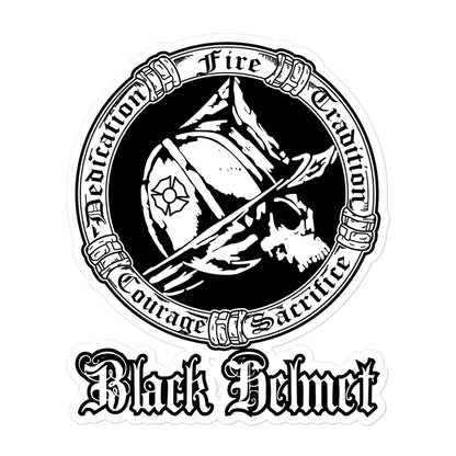 Black Helmet Four Principles , Tradition, Dedication, Sacrifice and Courage Decal